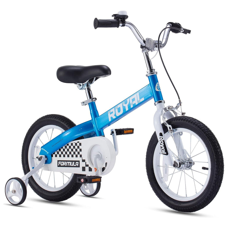 RoyalBaby Formula 14" Bike with Training Wheels & Coaster Brake, Blue (Open Box)