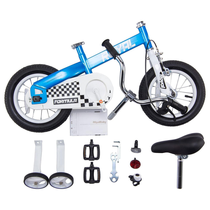 RoyalBaby Formula 14" Bike with Training Wheels & Coaster Brake, Blue (Open Box) - VMInnovations