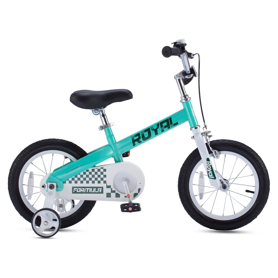 RoyalBaby Formula 14 Inch Kids Bike with Training Wheels & Coaster Brake, Green