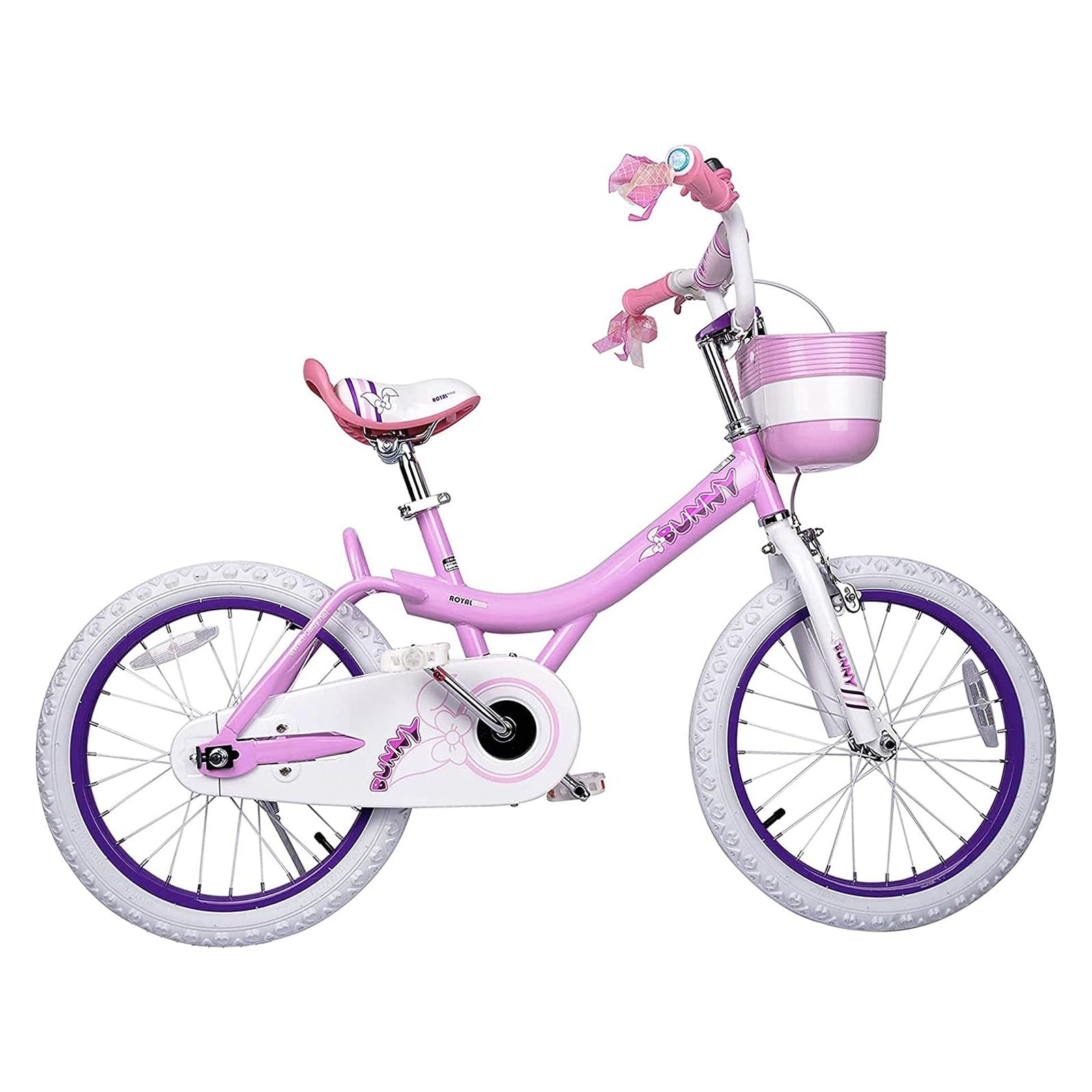 RoyalBaby 18" Kids Bike w/Kickstand, Dual Brakes, Basket & Bell, Pink (Open Box) - VMInnovations