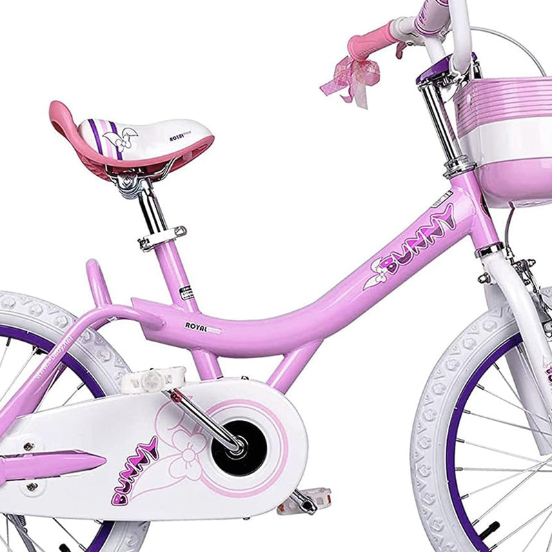 RoyalBaby 18" Kids Bike w/Kickstand, Dual Brakes, Basket & Bell, Pink (Open Box)