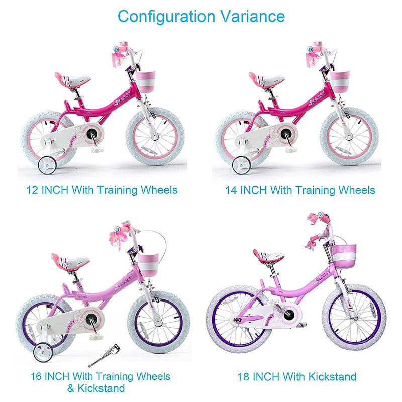 RoyalBaby Bunny 18" Bike with Kickstand, Dual Brakes, Basket & Bell, Pink (Used)