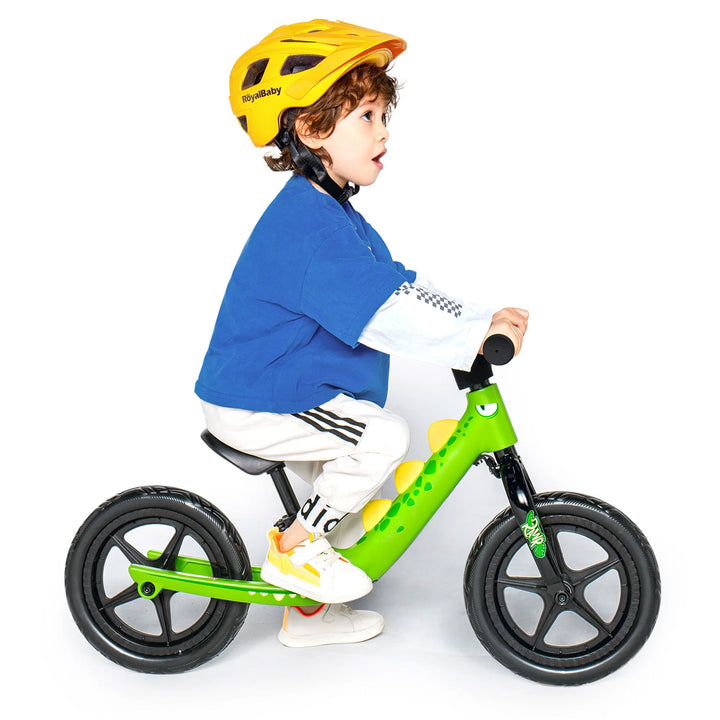 RoyalBaby Dinosaur 12 Inch Magnesium Frame Toddler Kids Balance Bike, Green