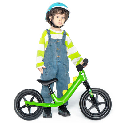 RoyalBaby Dinosaur 12" Magnesium Frame Toddler Kids Balance Bike,Green(Open Box) - VMInnovations