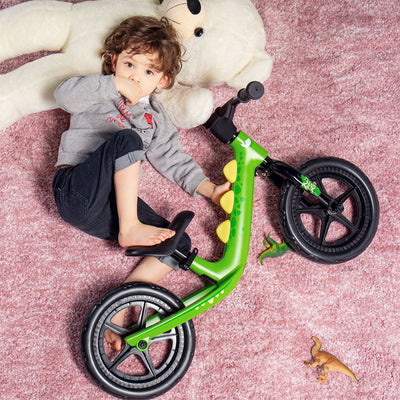 RoyalBaby Dinosaur 12 Inch Magnesium Frame Toddler Kids Balance Bike, Green