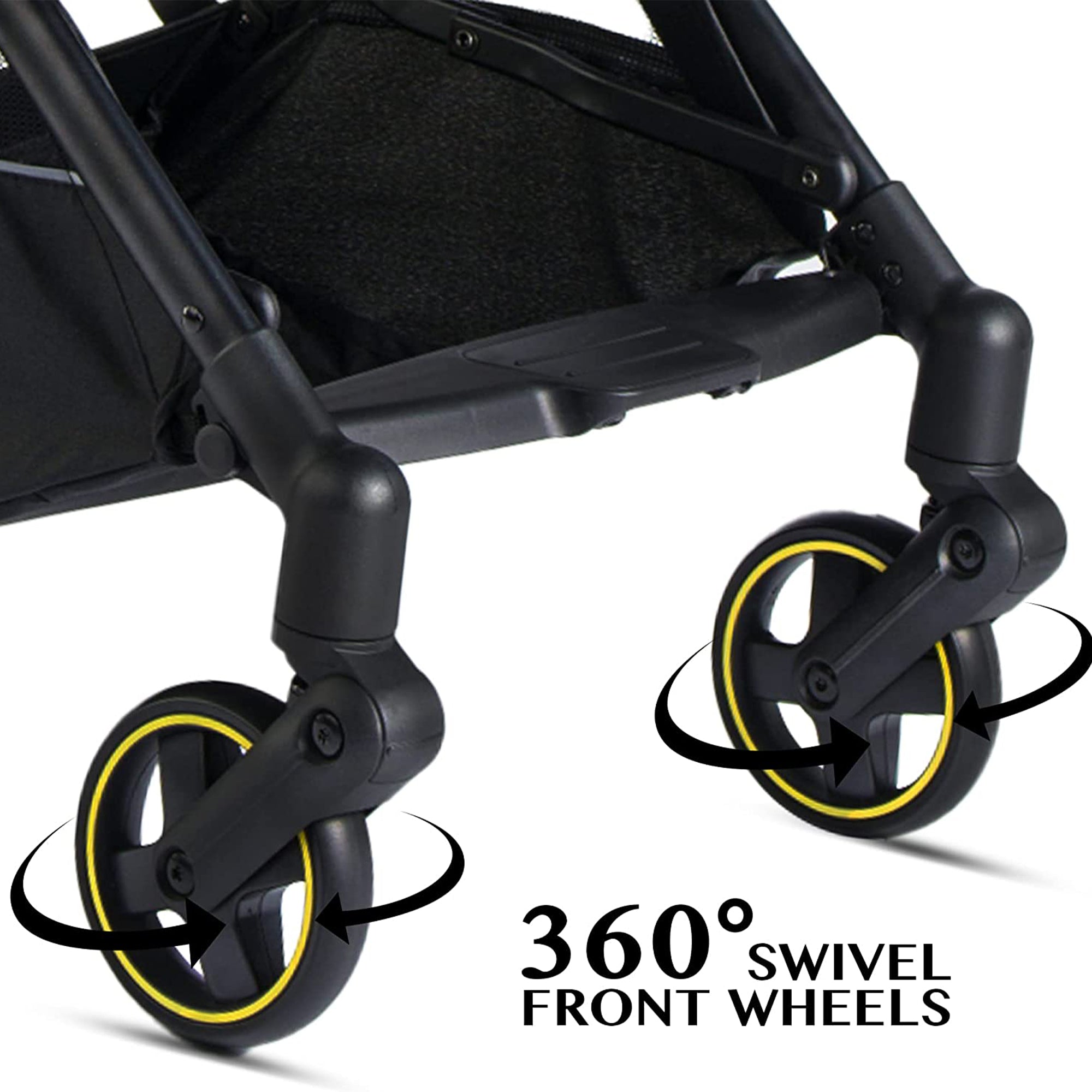 RoyalBaby 360 Reversible Seat Compact Portable Stroller, Black/Yellow (Used) - VMInnovations
