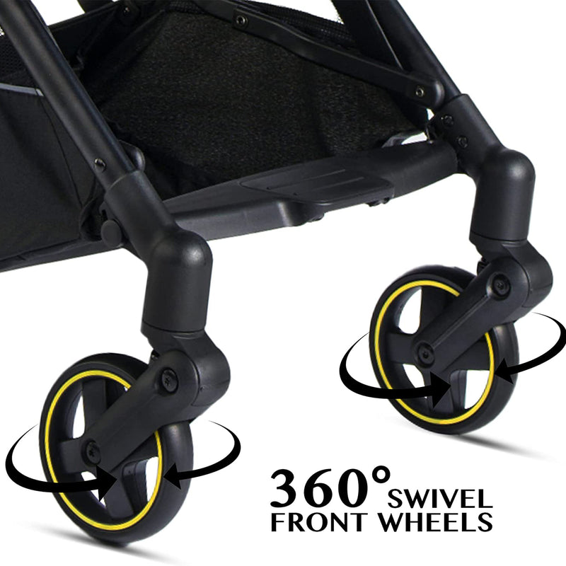 RoyalBaby Reversible Seat Compact Travel Stroller, Black/Yellow (Open Box)