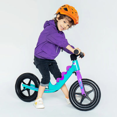 RoyalBaby Dinosaur 12 Inch Magnesium Frame Toddler Kids Balance Bike, Teal