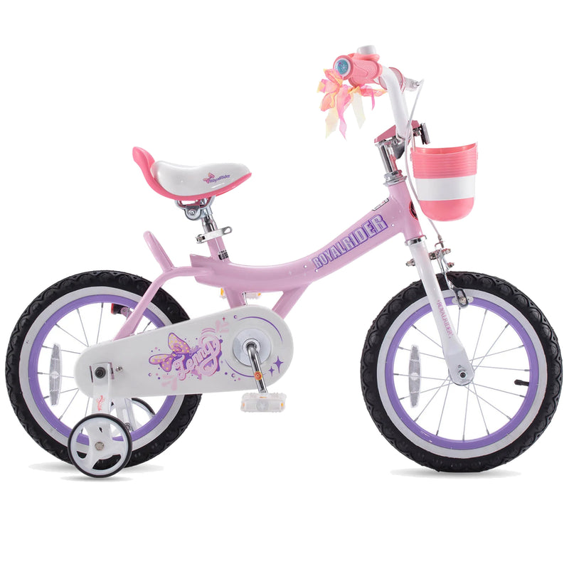 RoyalBaby Jenny Princess 14" Kids Bike w/Training Wheels, Basket & Bell, Pink EL