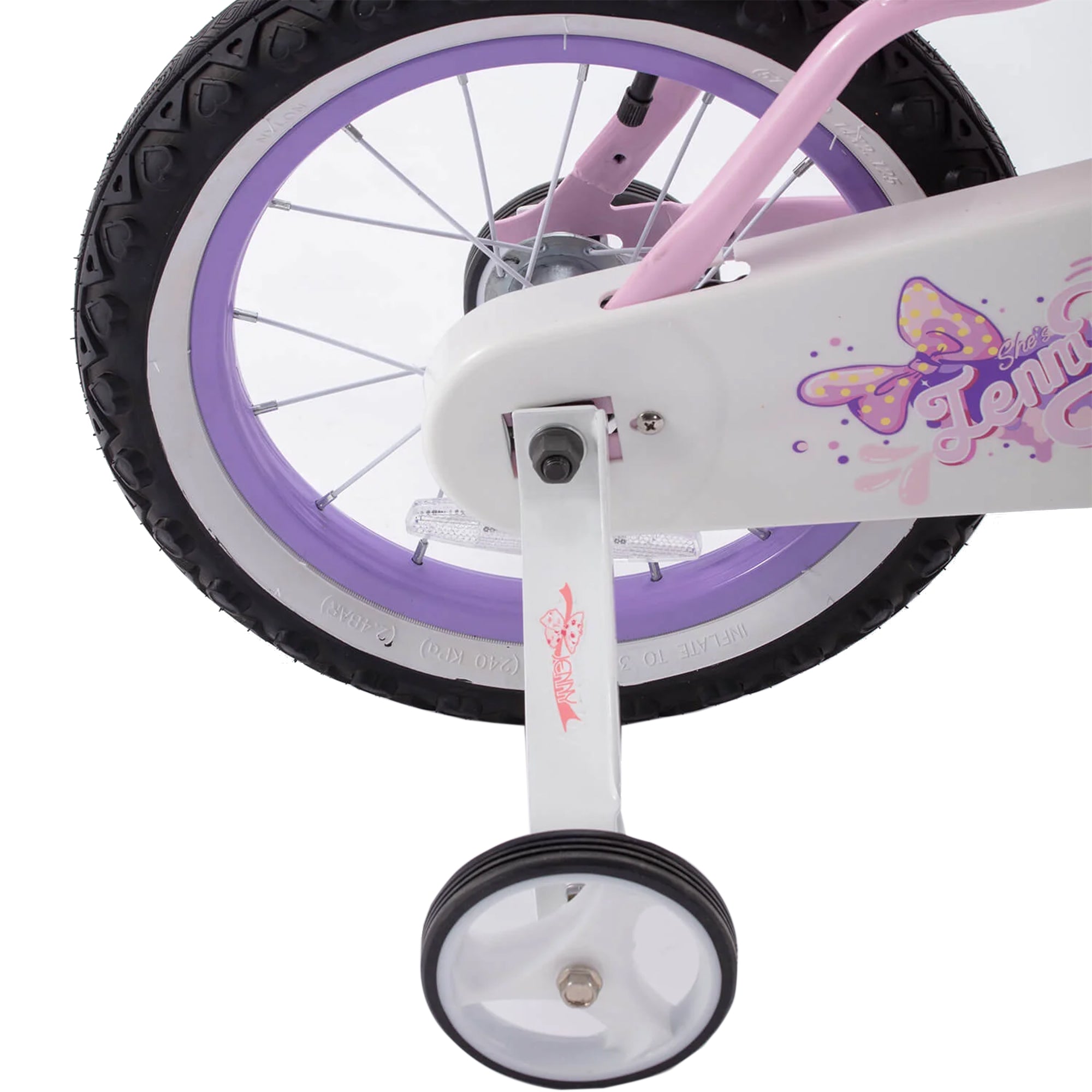 RoyalBaby Jenny 14" Kids Bike w/Training Wheels, Basket & Bell, Pink EL (Used) - VMInnovations