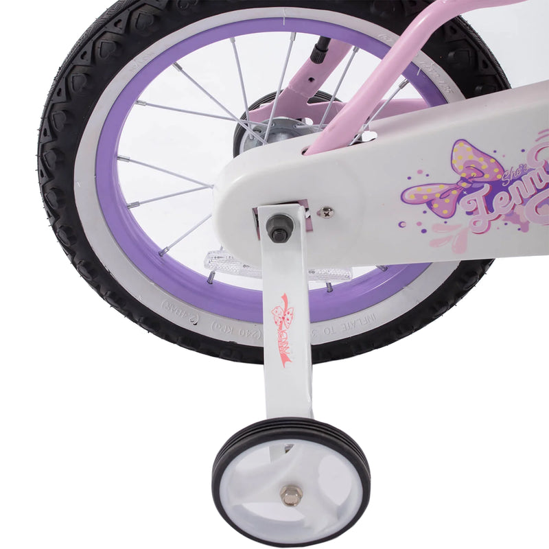 RoyalBaby Jenny Princess 14" Kids Bike w/Training Wheels, Basket & Bell, Pink EL