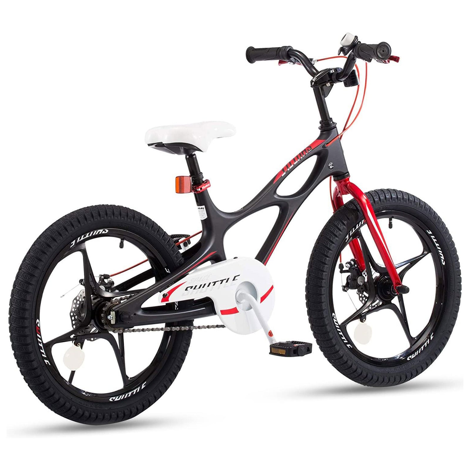 RoyalBaby Space Shuttle 18" Magnesium Alloy Kids Bicycle w/2 Disc Brakes, Black - VMInnovations