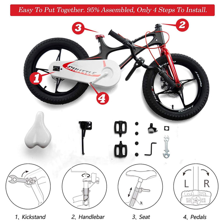 RoyalBaby Space Shuttle 18" Alloy Kids Bicycle w/2 Disc Brakes, Black (Used) - VMInnovations