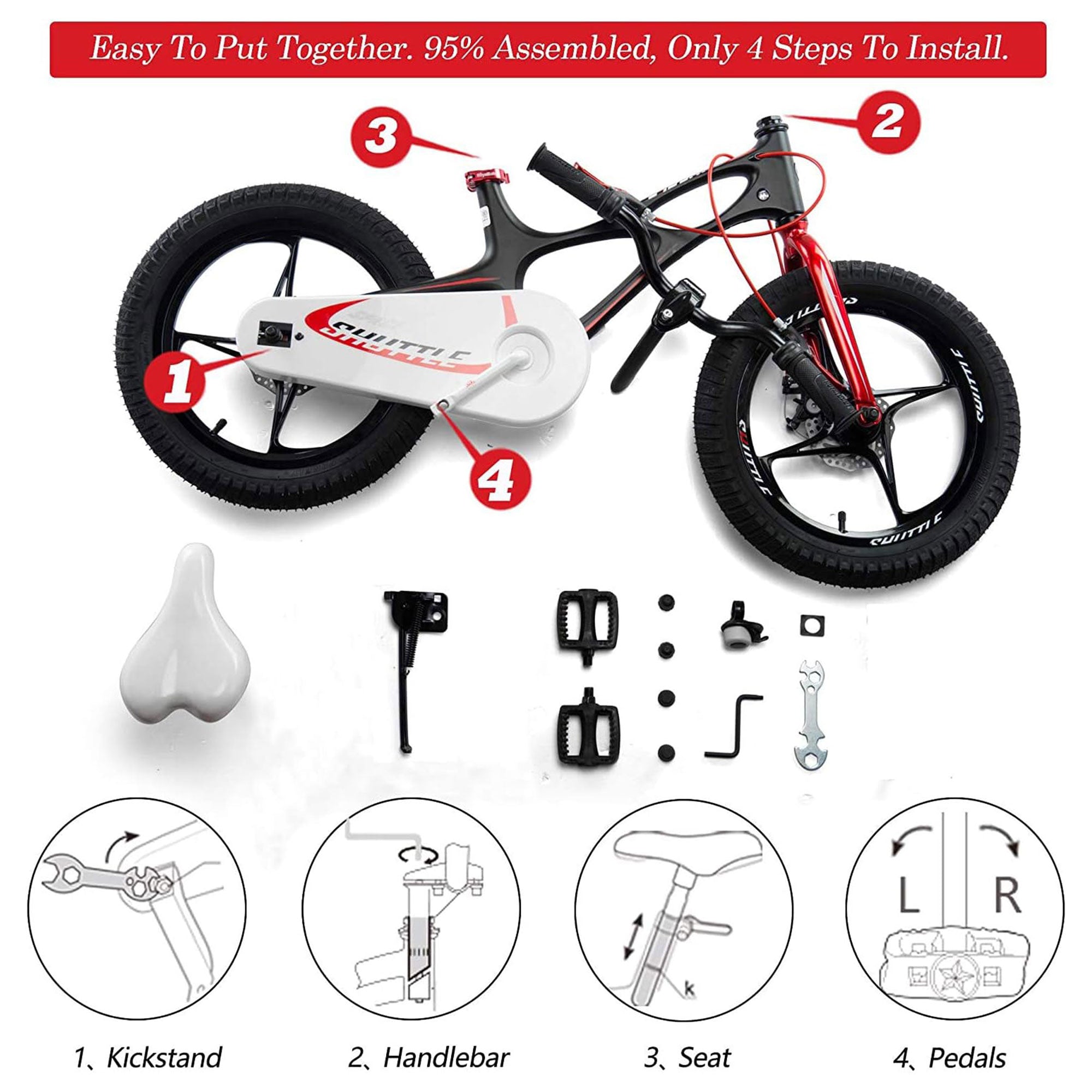 RoyalBaby Space Shuttle 18" Alloy Kids Bicycle w/2 Disc Brakes, Black (Used) - VMInnovations