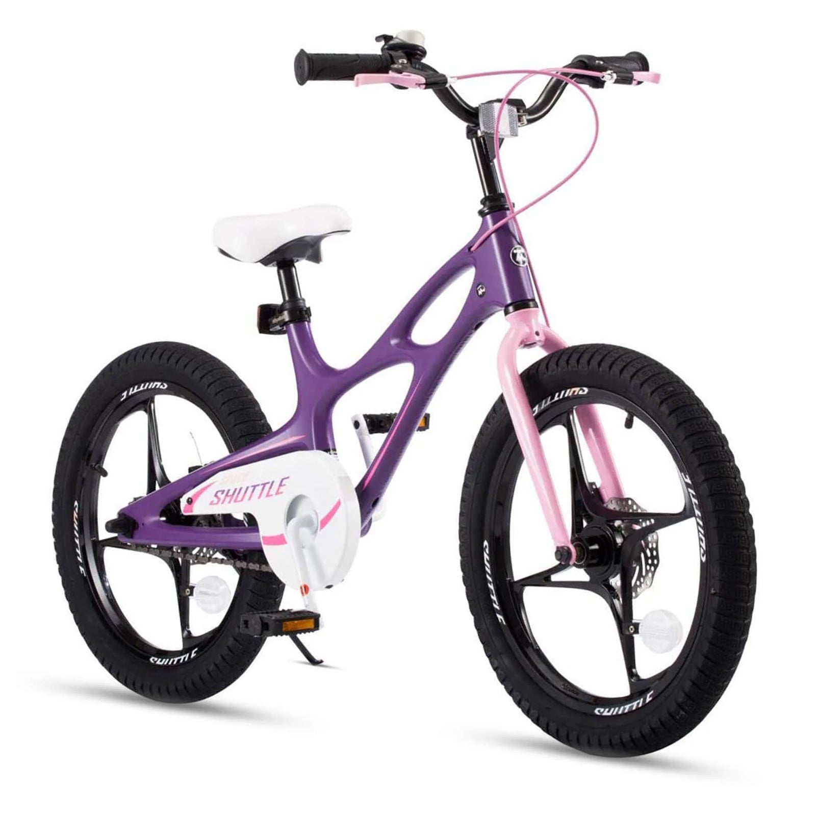 RoyalBaby Space Shuttle 18" Magnesium Alloy Kids Bicycle w/2 Disc Brakes, Purple - VMInnovations