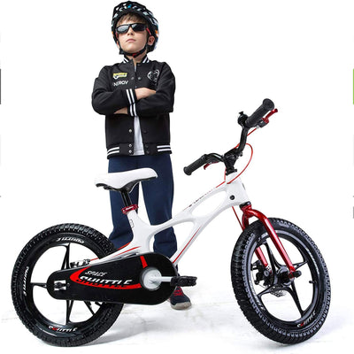 RoyalBaby Space Shuttle 18" Alloy Kids Bicycle w/2 Disc Brakes, White (Open Box) - VMInnovations