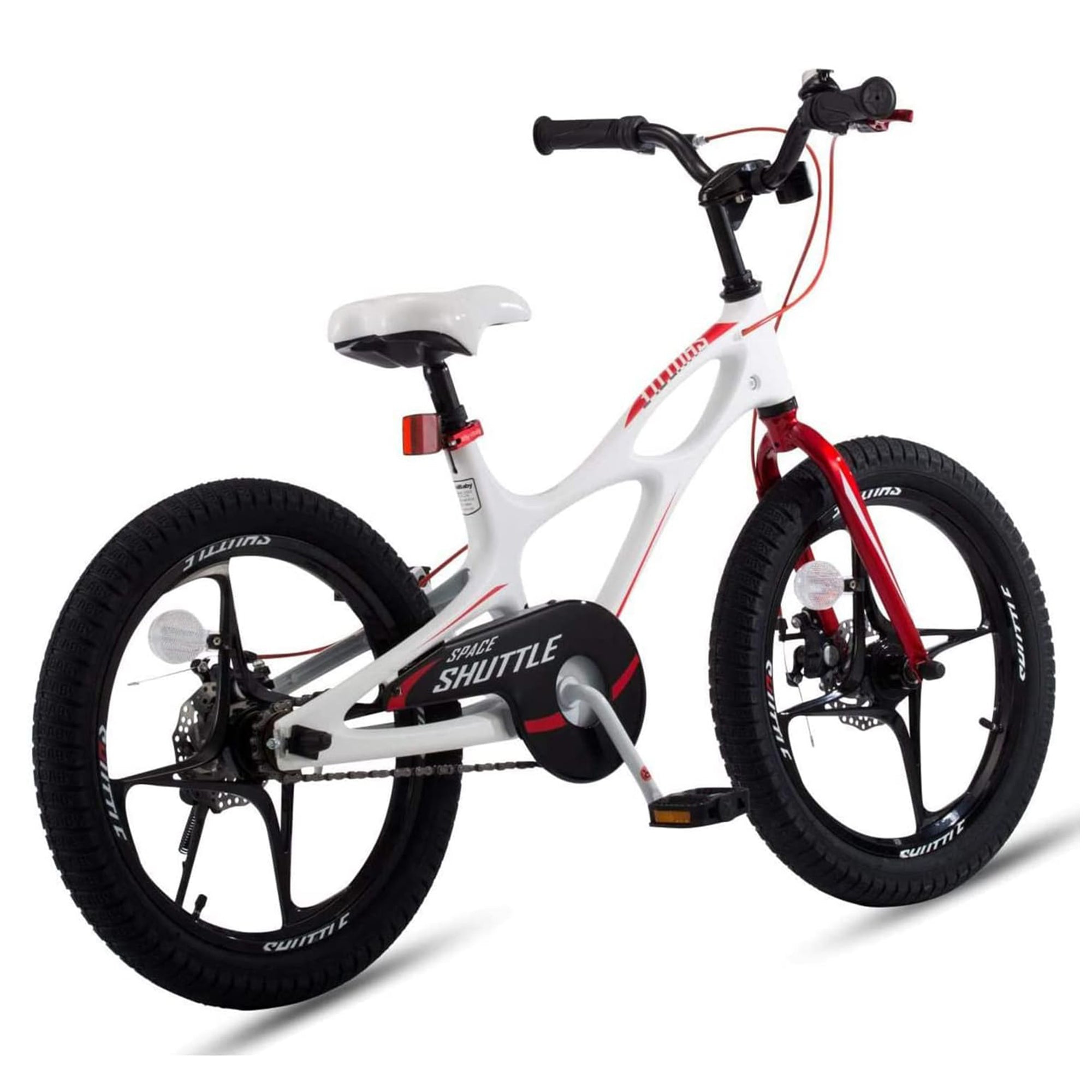 RoyalBaby Space Shuttle 18" Alloy Kids Bicycle w/2 Disc Brakes, White (Open Box) - VMInnovations