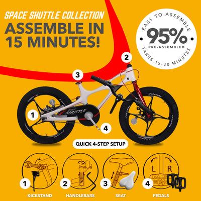 RoyalBaby Space Shuttle 18" Alloy Kids Bicycle w/2 Disc Brakes, White (Open Box) - VMInnovations