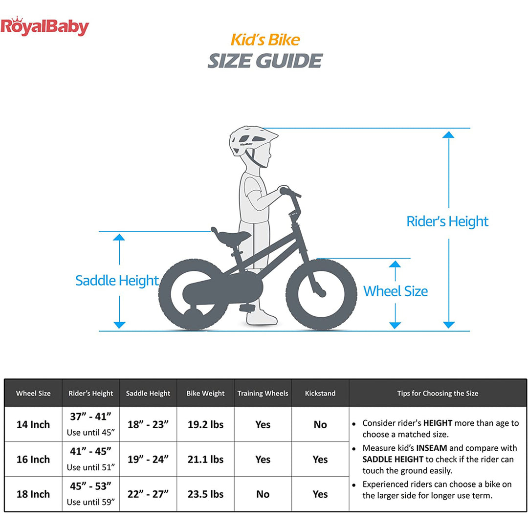 RoyalBaby RoyalMg Galaxy Fleet 14 Inch Kids Bicycle with Training Wheels, Blue