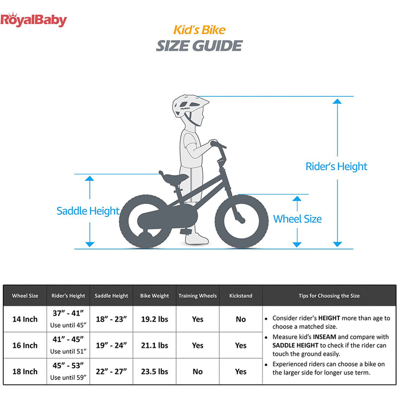 RoyalBaby Galaxy Fleet 14" Kids Bicycle with Training Wheels, Blue (Open Box)