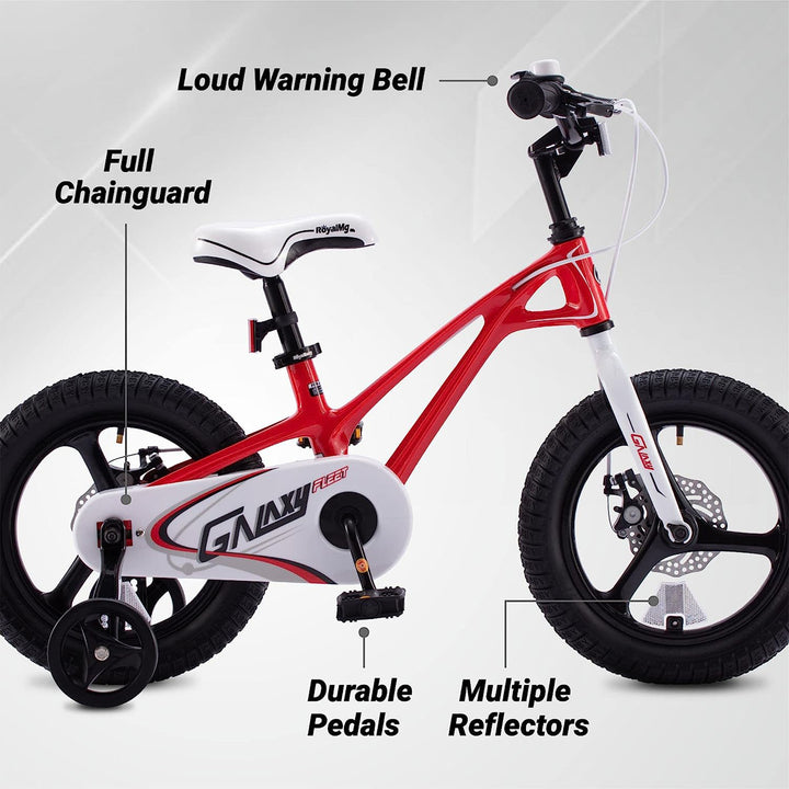 RoyalBaby RoyalMg Galaxy Fleet 14 Inch Kids Bicycle with Training Wheels, Red