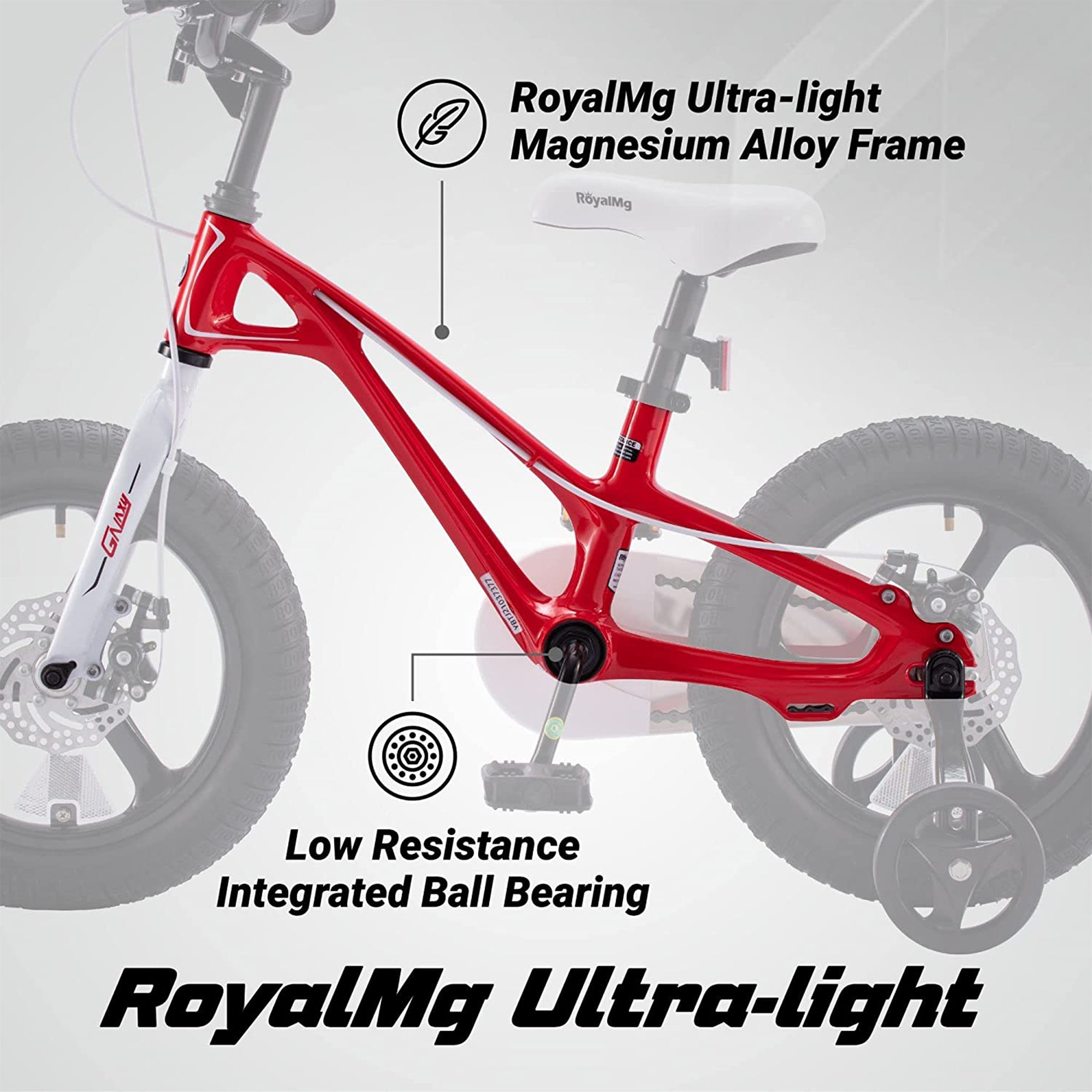 RoyalBaby Galaxy Fleet 14 Inch Kids Bicycle with Training Wheels, Red (Open Box) - VMInnovations