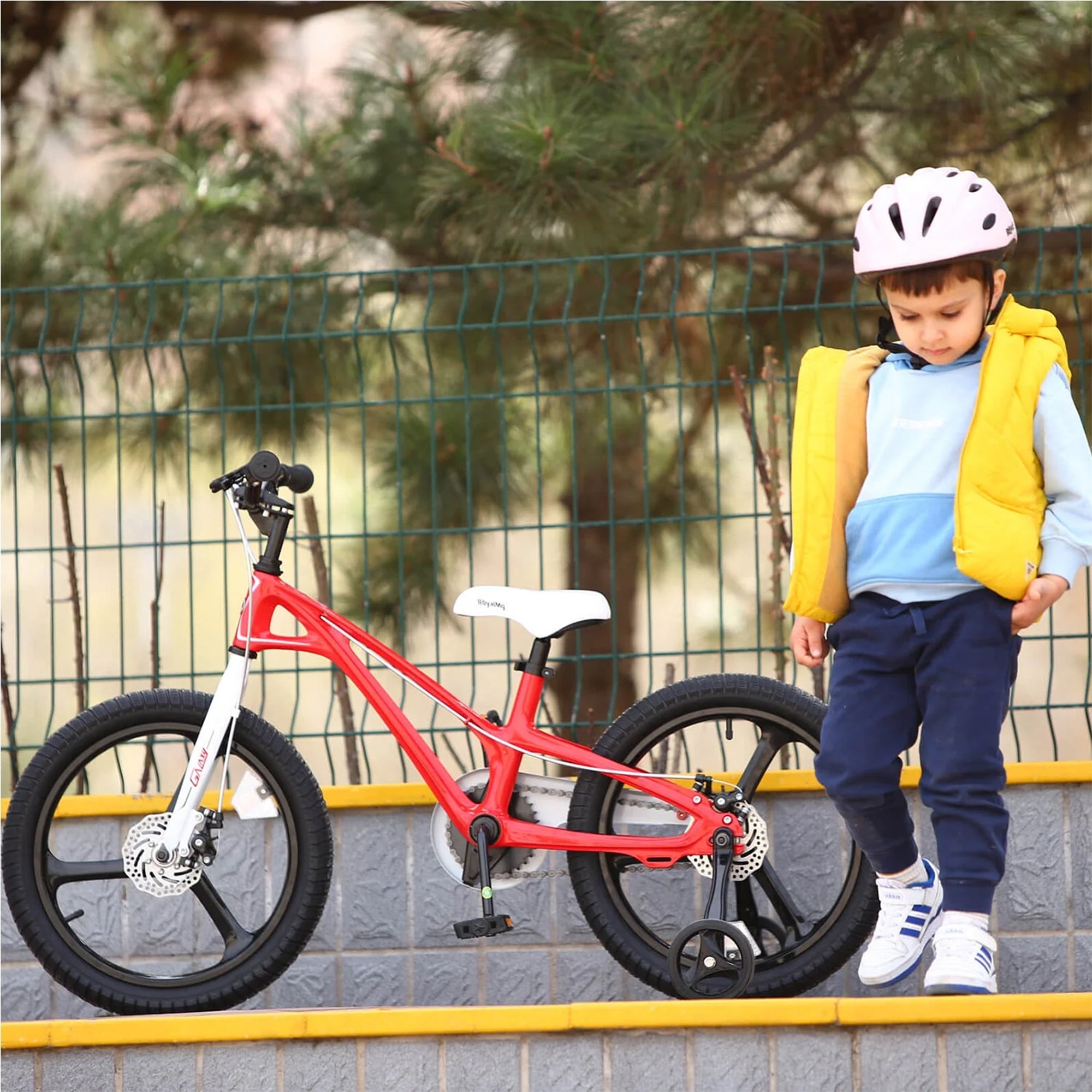 RoyalBaby Galaxy Fleet 14 Inch Kids Bicycle with Training Wheels, Red (Open Box) - VMInnovations