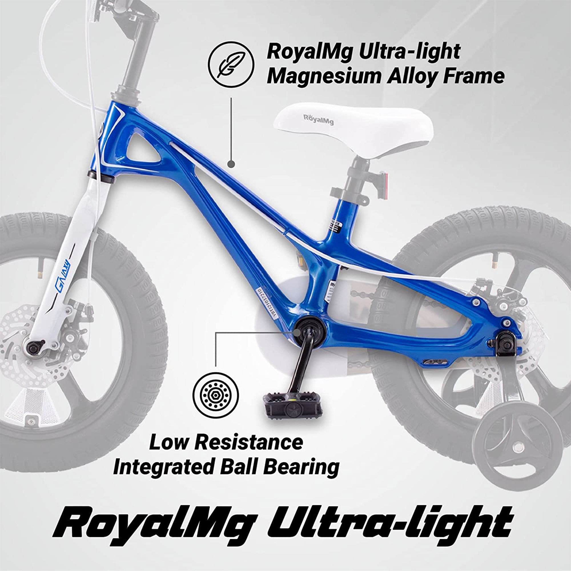 RoyalBaby RoyalMg Galaxy Fleet 16" Bicycle with Training Wheels, Blue (Used) - VMInnovations