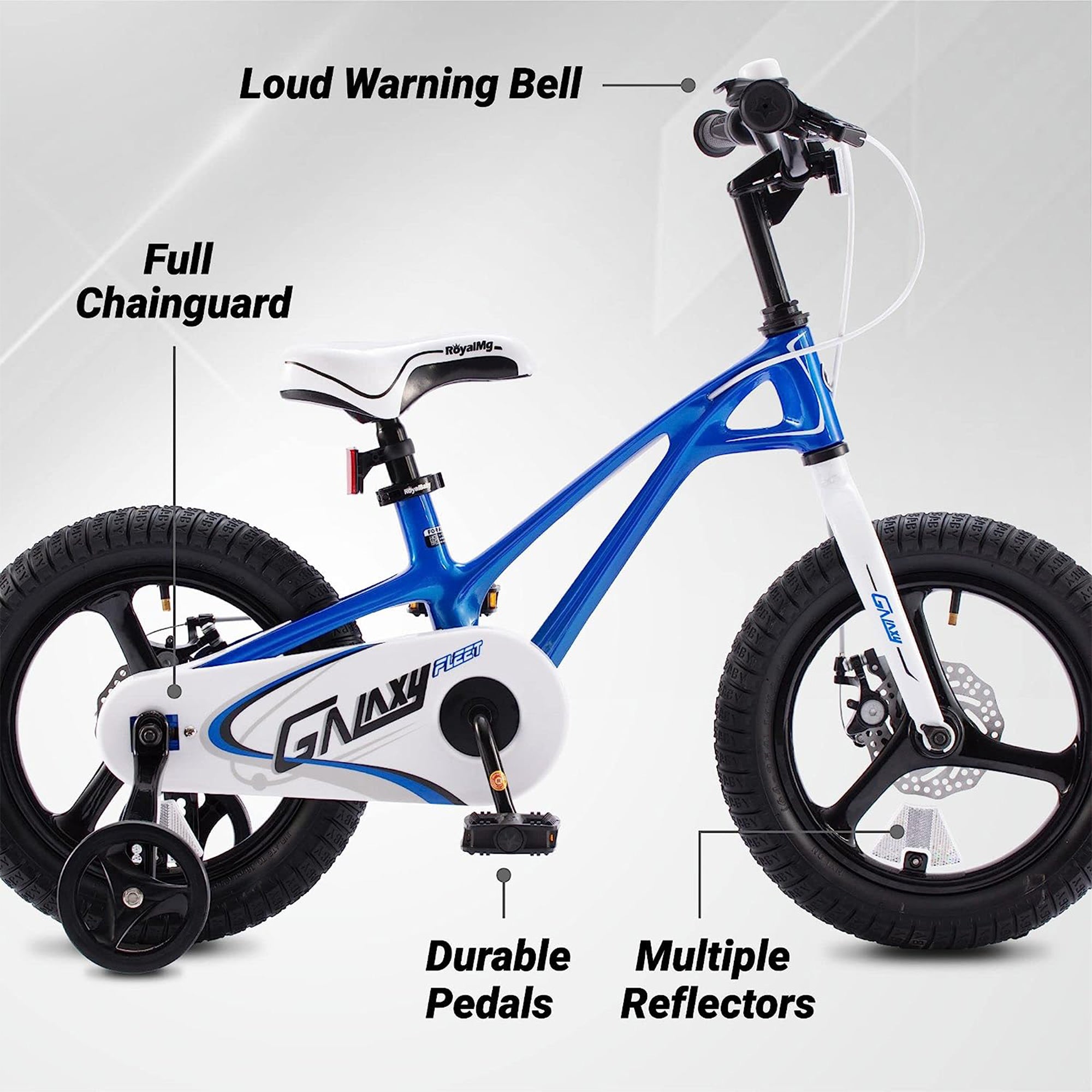 RoyalBaby RoyalMg Galaxy Fleet 16"Kids Bicycle w/ Training Wheels,Blue(Open Box) - VMInnovations