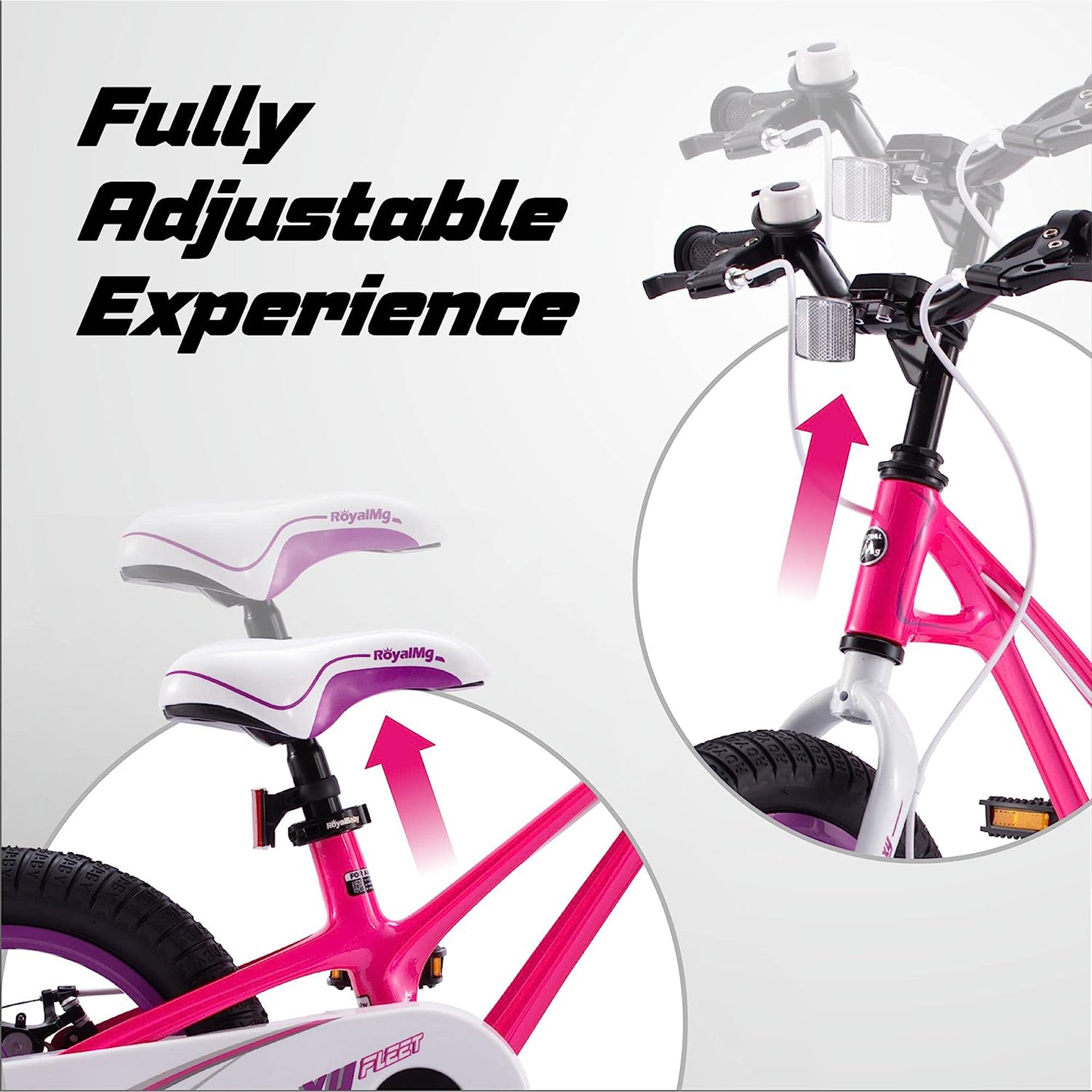 RoyalBaby RoyalMg Galaxy Fleet 16" Bicycle w/ Training Wheels, Fuchsia(Open Box) - VMInnovations