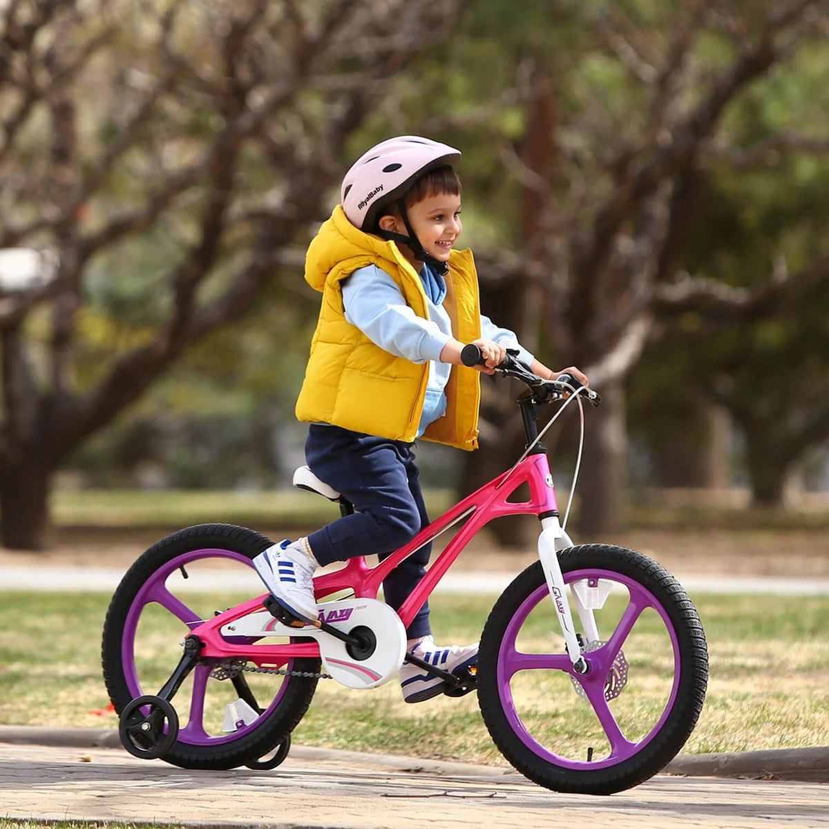 RoyalBaby RoyalMg Galaxy Fleet 16" Bicycle w/ Training Wheels, Fuchsia(Open Box) - VMInnovations