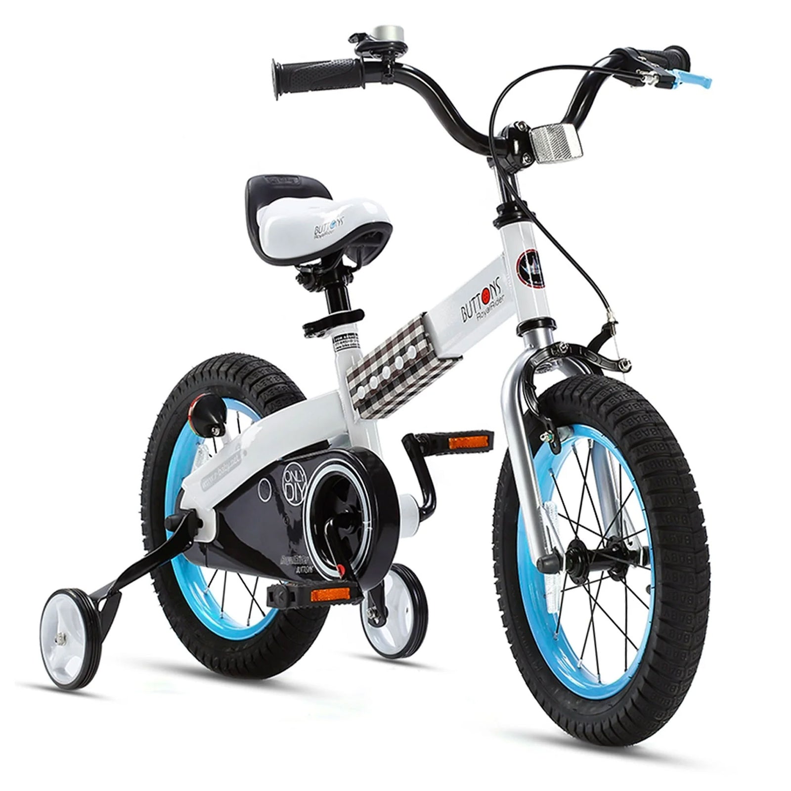 RoyalBaby Buttons 16 Inch Kids Bike with Kickstand and Training Wheels, Blue - VMInnovations
