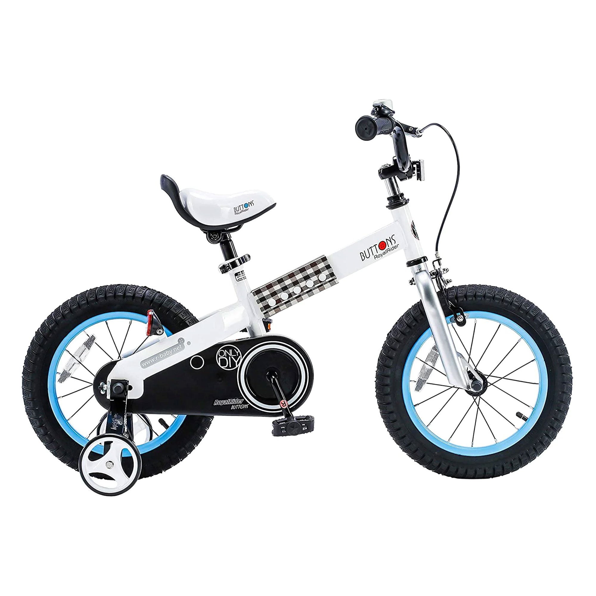 RoyalBaby Buttons 16 Inch Kids Bike with Kickstand and Training Wheels, Blue - VMInnovations
