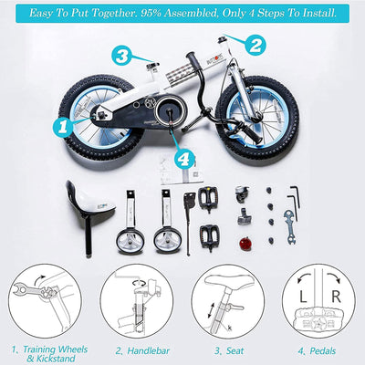 RoyalBaby Buttons 16" Kids Bike with Kickstand & Training Wheels, Blue(Open Box) - VMInnovations