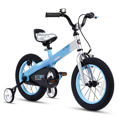 RoyalBaby Buttons 16'' Bike w/Kickstand & Training Wheels, Matte Blue (Used) - VMInnovations