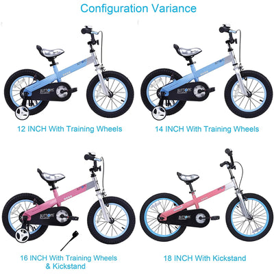 RoyalBaby Buttons 16'' Bike w/Kickstand & Training Wheels, Matte Blue (Used)