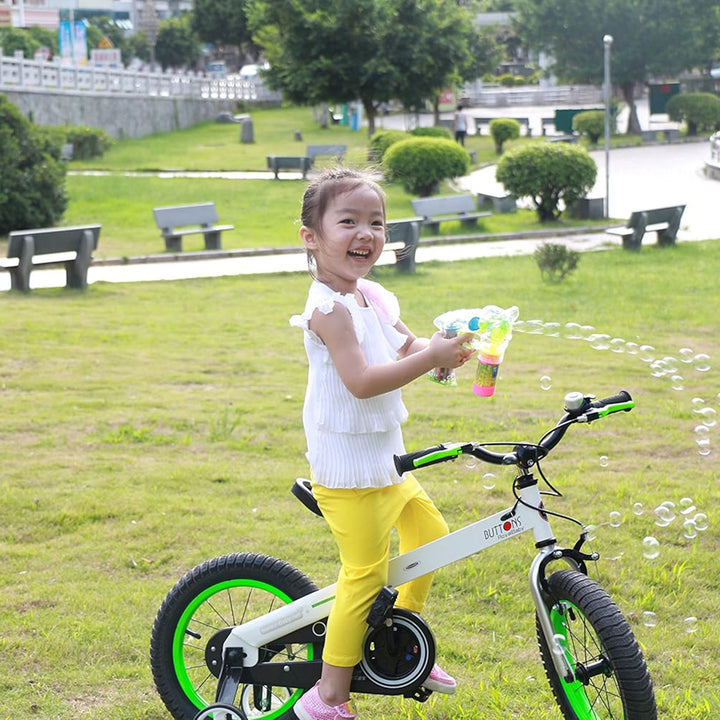 RoyalBaby Buttons 18" Bike w/Kickstand & Training Wheels, Matte Blue (Open Box)