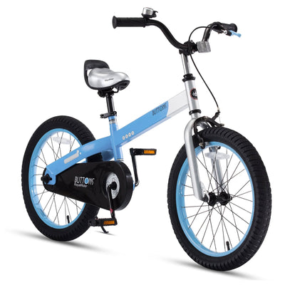 RoyalBaby Buttons 18" Kids Bike with Kickstand & Training Wheels, Matte Blue