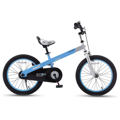 RoyalBaby Buttons 18" Bike w/Kickstand & Training Wheels, Matte Blue (Open Box) - VMInnovations