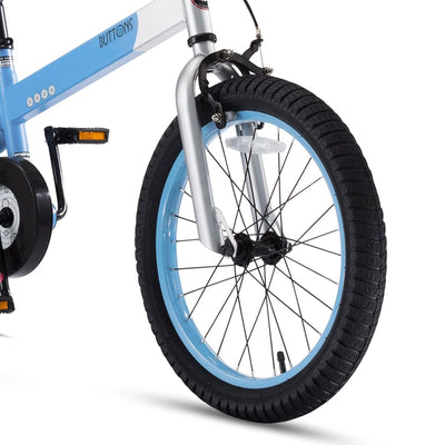 RoyalBaby Buttons 18" Bike w/Kickstand & Training Wheels, Matte Blue (Open Box)