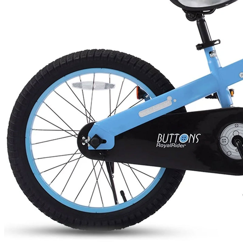 RoyalBaby Buttons 18" Kids Bike with Kickstand & Training Wheels, Matte Blue