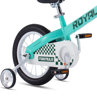 RoyalBaby Formula 16 Inch Kids Bike with Kickstand and Training Wheels, Green