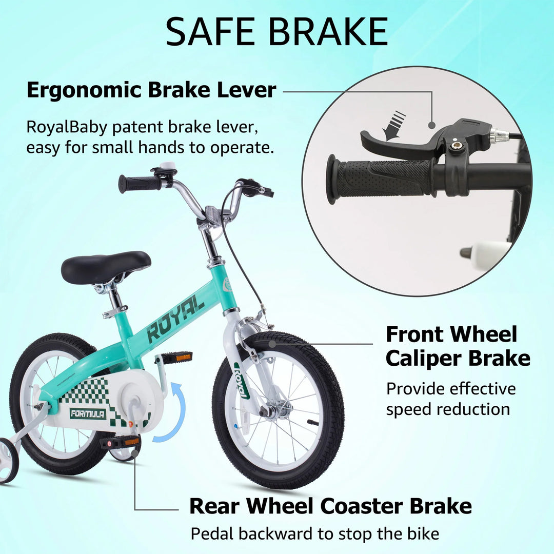 RoyalBaby Formula 16" Bike with Kickstand and Training Wheels, Green (Open Box) - VMInnovations