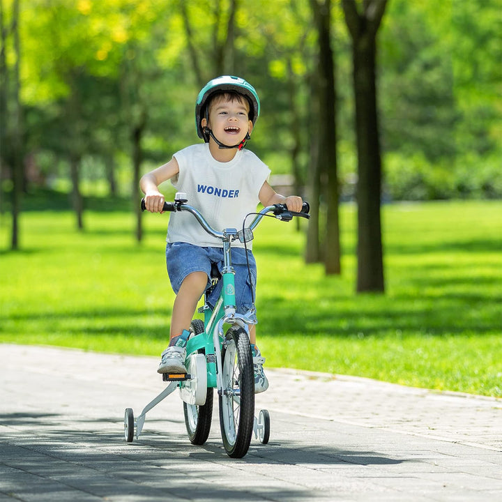 RoyalBaby Formula 16 Inch Kids Bike with Kickstand and Training Wheels, Green