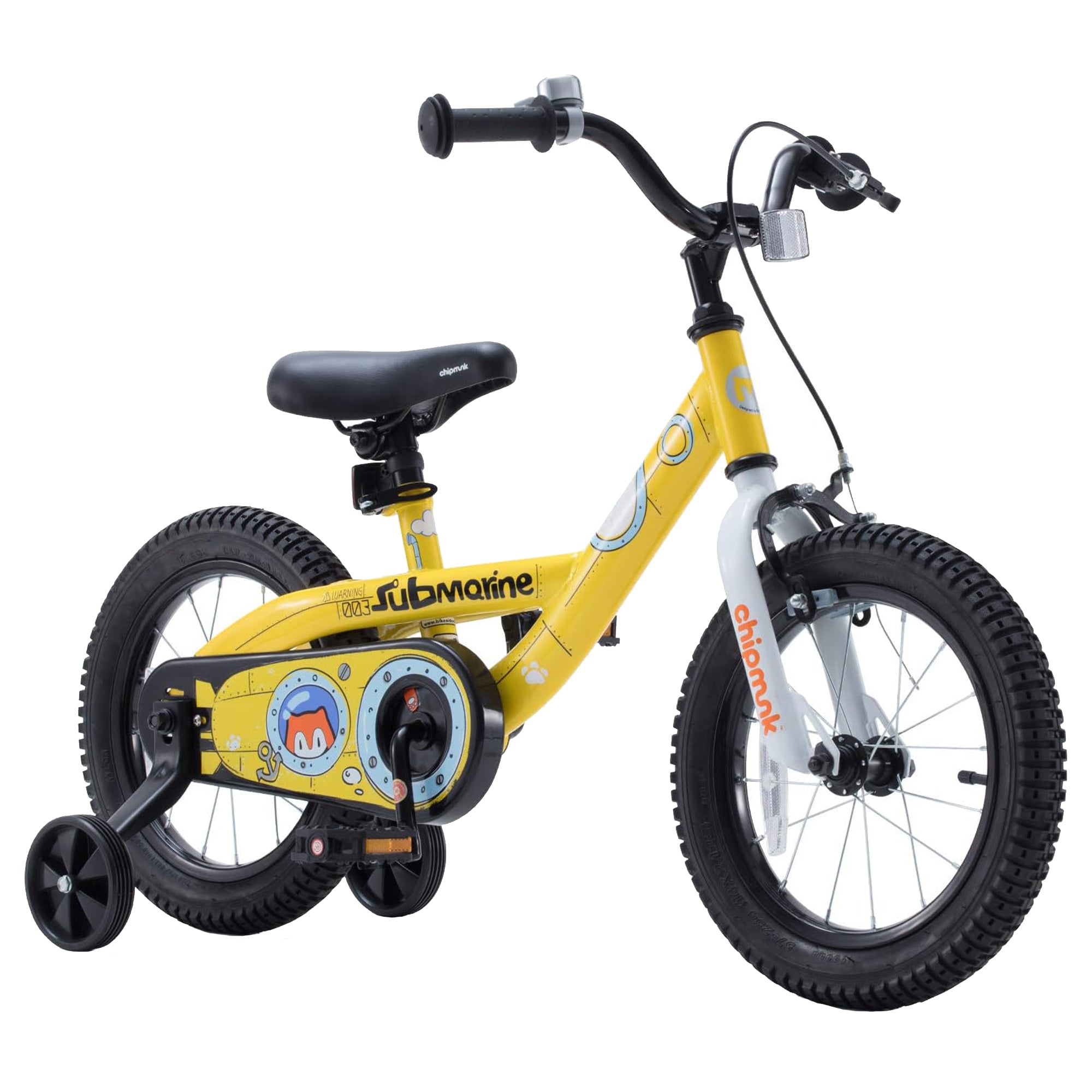 Kids Cruiser 14" Bike w/ Training Wheels, Bell & Reflector, Yellow (Open Box) - VMInnovations