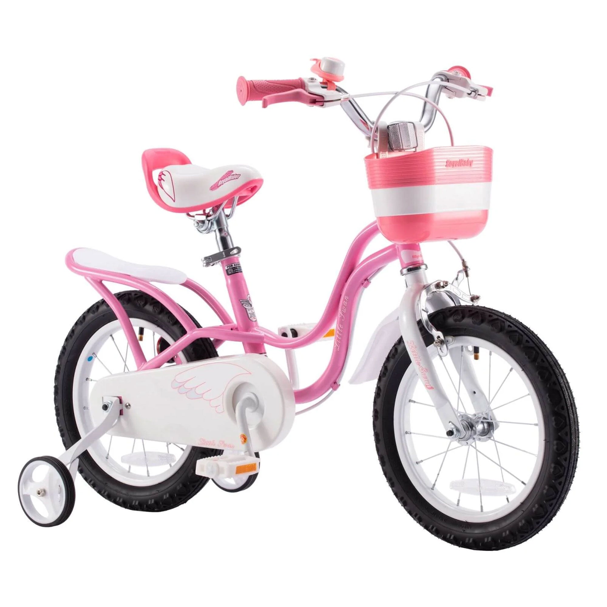 RoyalBaby Little Swan 12" Carbon Steel Kids Bicycle with Dual Hand Brakes, Pink - VMInnovations