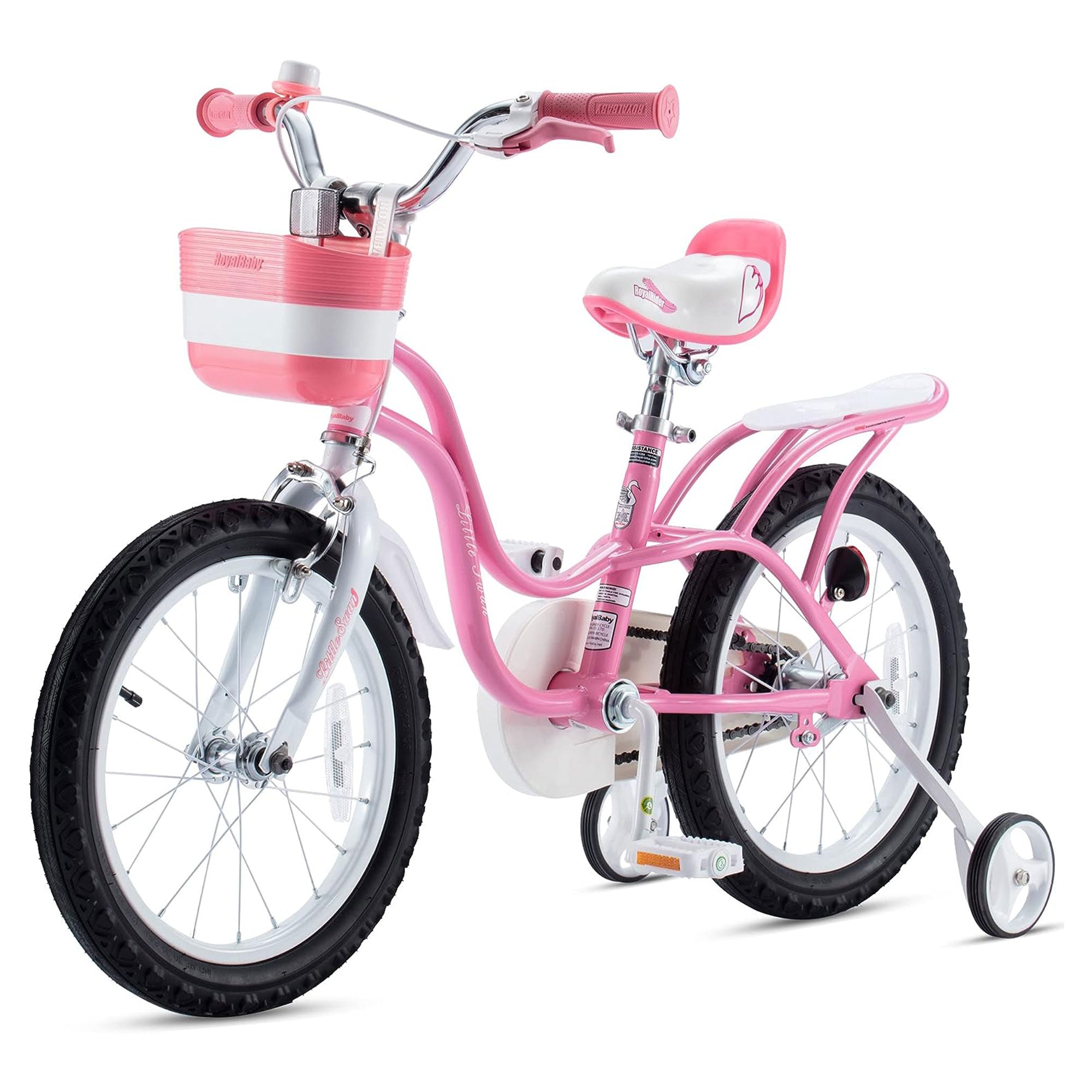 RoyalBaby Little Swan 16" Carbon Steel Bicycle w/Hand Brakes, Pink (Open Box) - VMInnovations