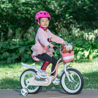 RoyalBaby Little Swan 16" Carbon Steel Kids Bicycle with Dual Hand Brakes, Pink - VMInnovations