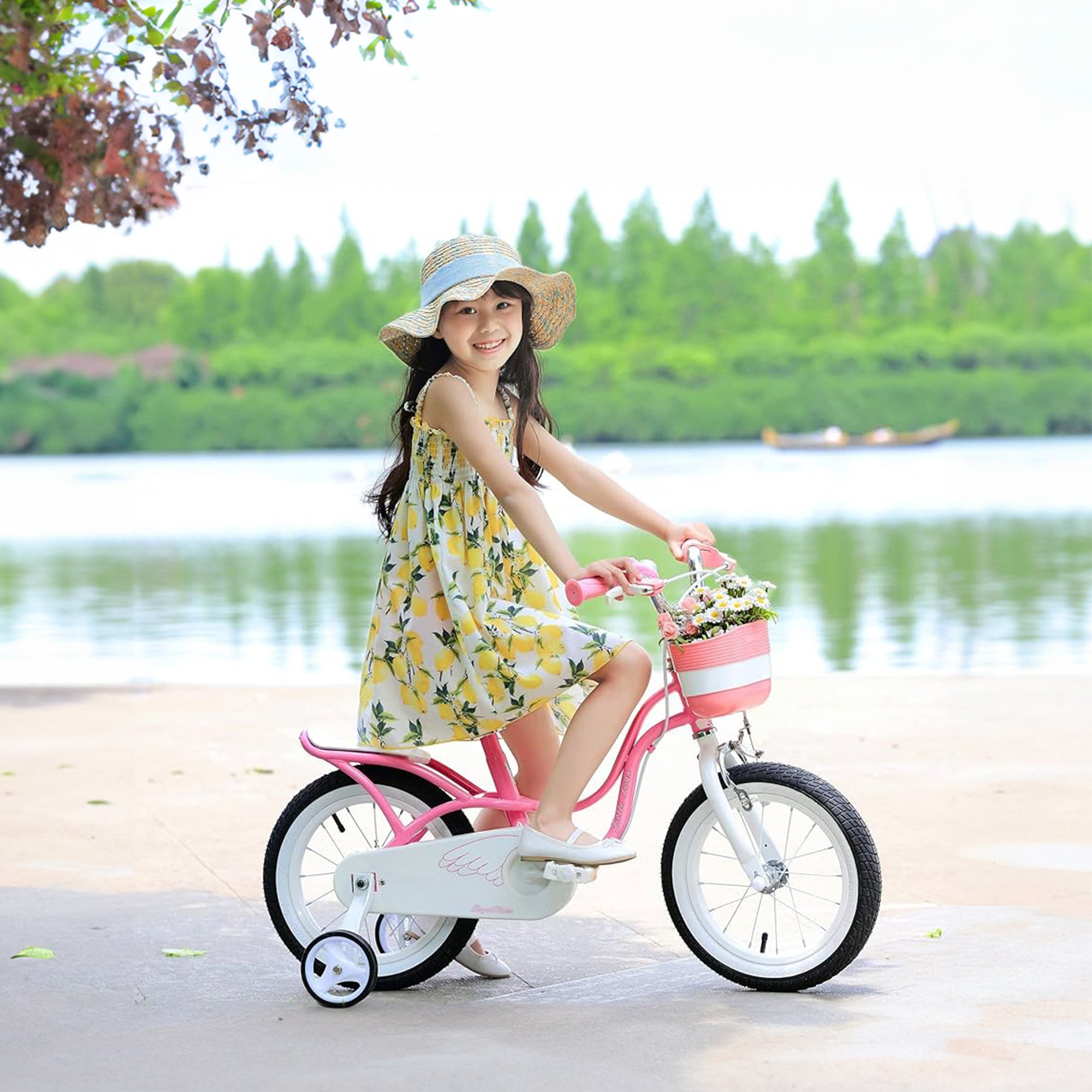 RoyalBaby Little Swan 16" Carbon Steel Bicycle w/Hand Brakes, Pink (Open Box) - VMInnovations
