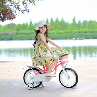 RoyalBaby Little Swan 16" Carbon Steel Bicycle w/Hand Brakes, Pink (Open Box) - VMInnovations